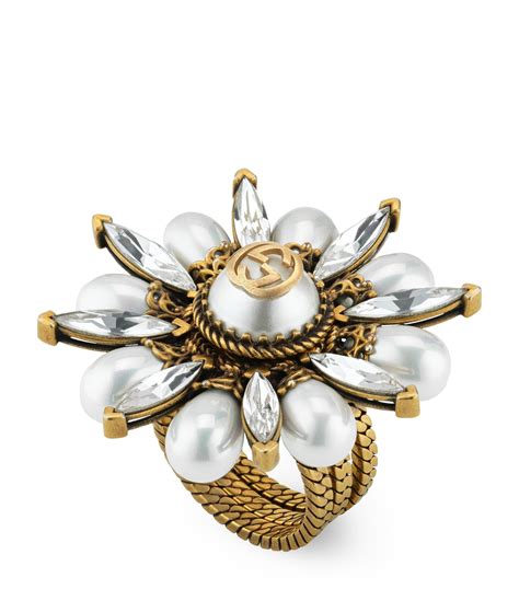 gucci interlocking gring|gucci flower tuquise ring.